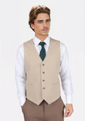 Simply Taupe Linen Blend Vest - SARTORO