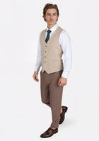 Simply Taupe Linen Blend Vest - SARTORO698
