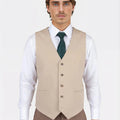 Simply Taupe Linen Blend Vest - SARTORO