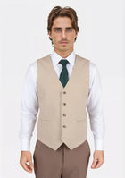 Simply Taupe Linen Blend Vest - SARTORO529