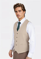 Simply Taupe Linen Blend Vest - SARTORO153