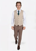 Simply Taupe Linen Blend Vest - SARTORO