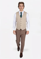 Simply Taupe Linen Blend Vest - SARTORO921