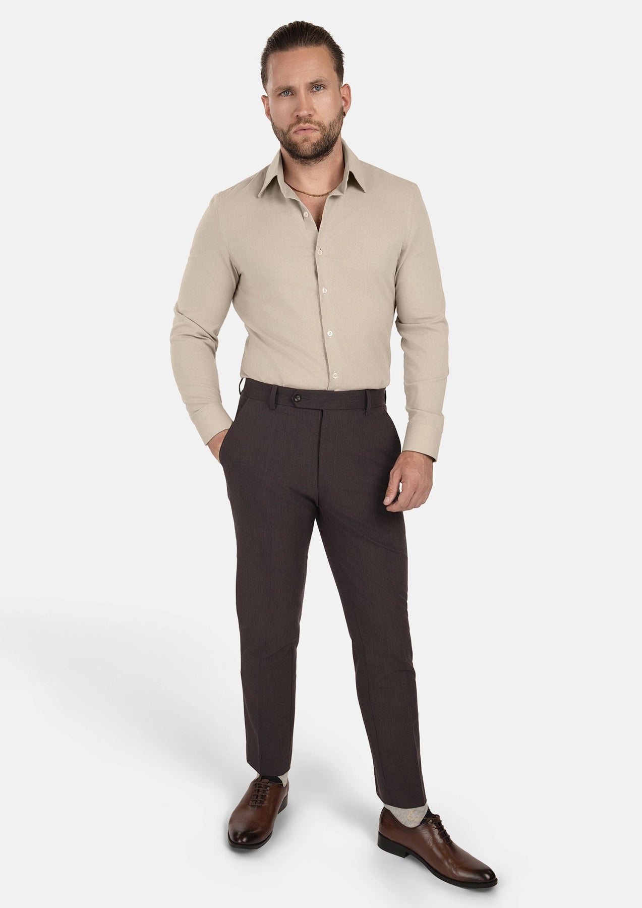 Simply Taupe Linen Shirt - SARTORO
