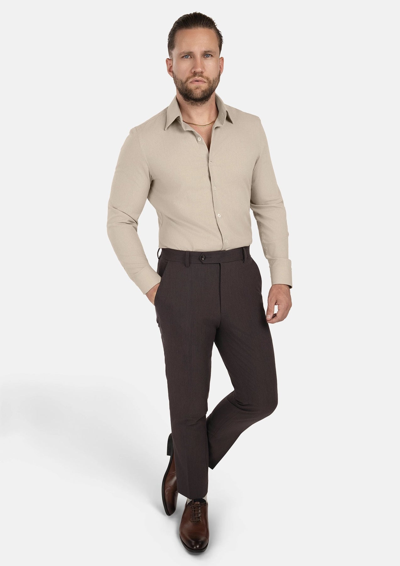 Simply Taupe Linen Shirt - SARTORO