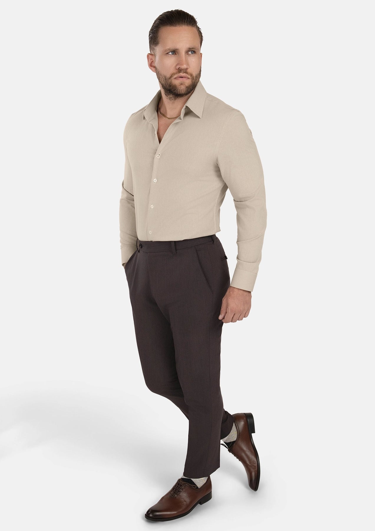 Simply Taupe Linen Shirt - SARTORO