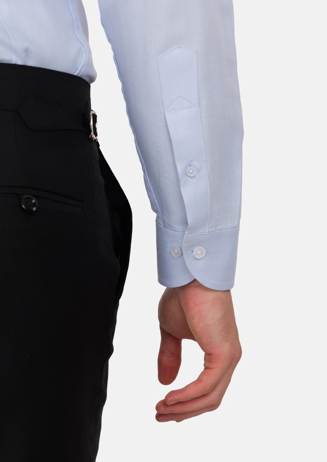 Sky Blue Herring Bone Shirt - SARTORO