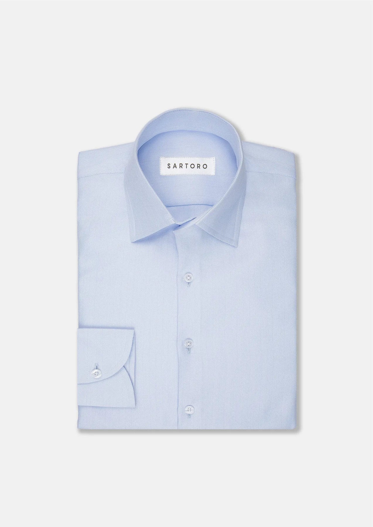 Sky Blue Herring Bone Shirt - SARTORO