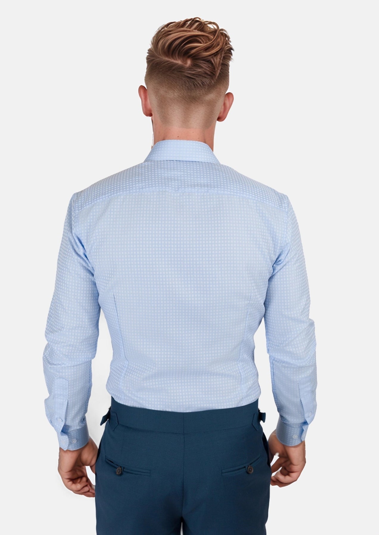 Sky Blue Microcheck Shirt - SARTORO