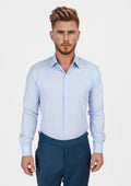 Sky Blue Microcheck Shirt - SARTORO
