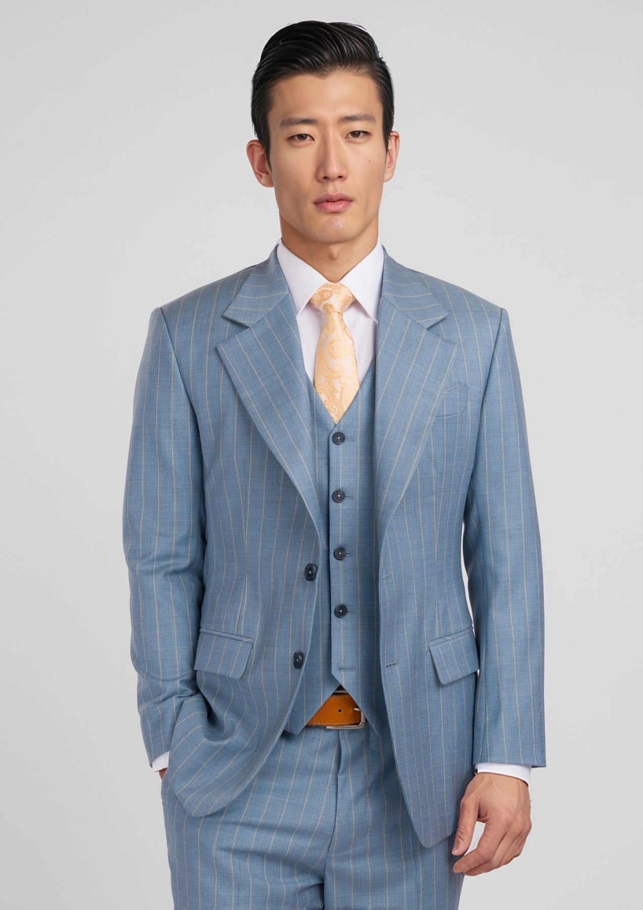 Sky Blue Pinstripe Ellis Suit - SARTORO