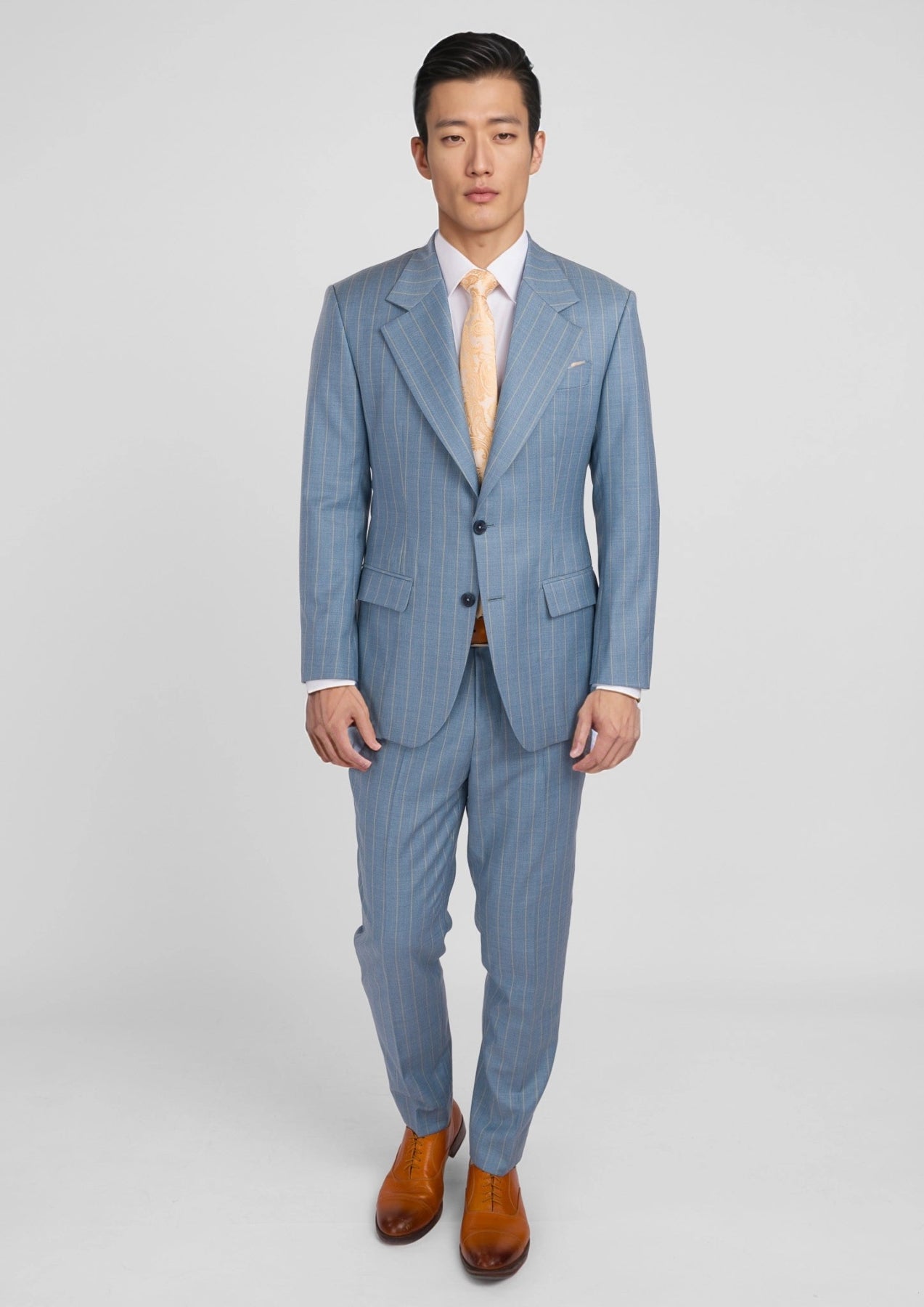 Sky Blue Pinstripe Ellis Suit - SARTORO