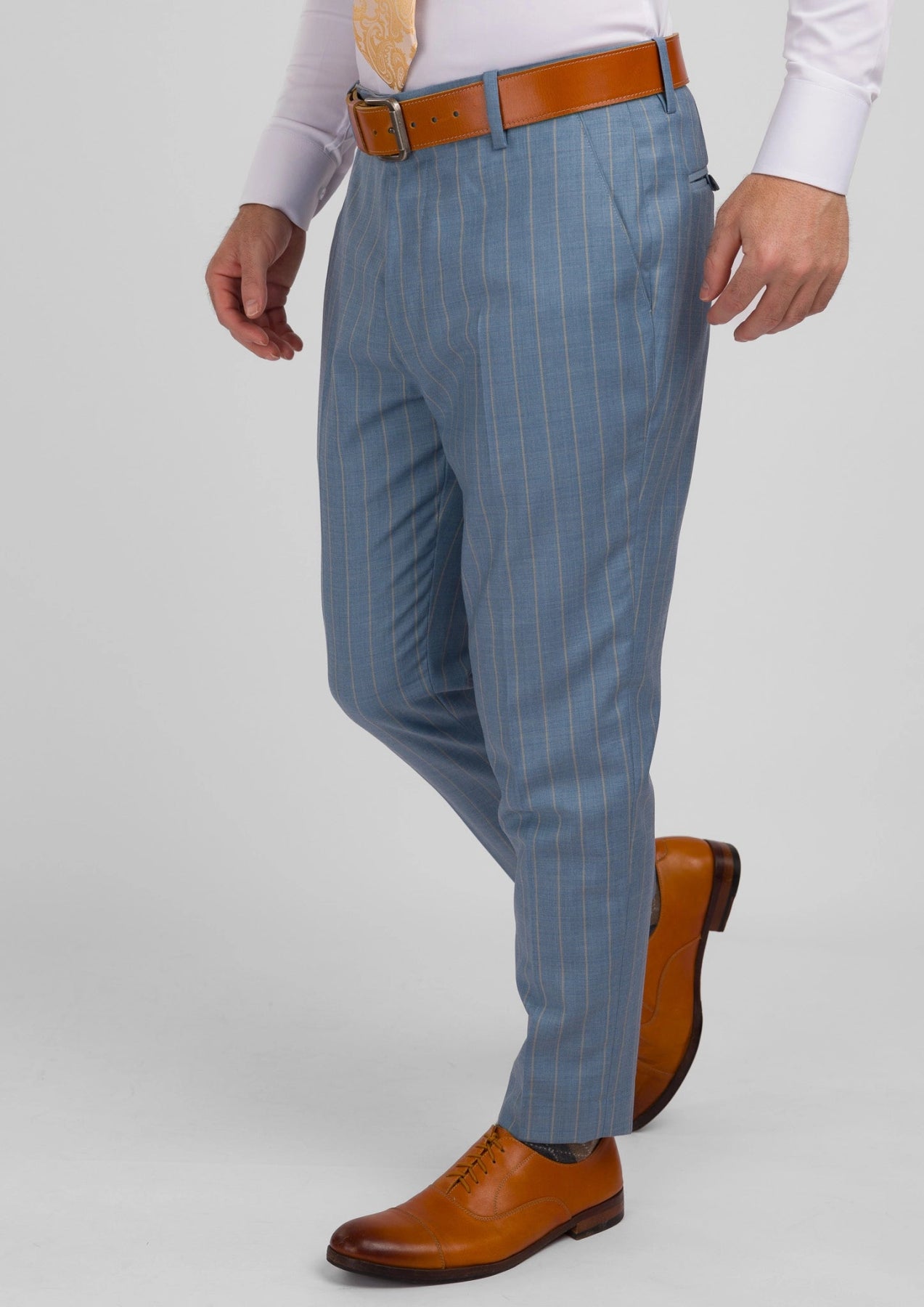 Sky Blue Pinstripe Pants - SARTORO
