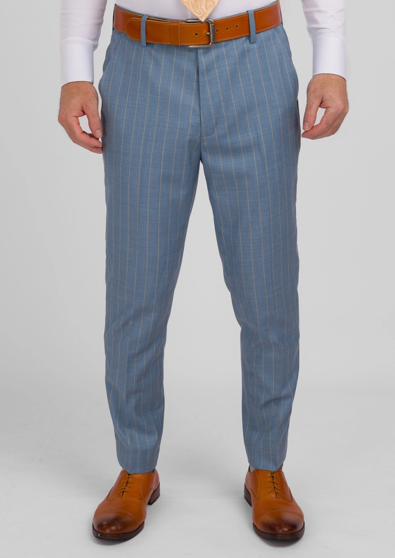 Sky Blue Pinstripe Pants - SARTORO