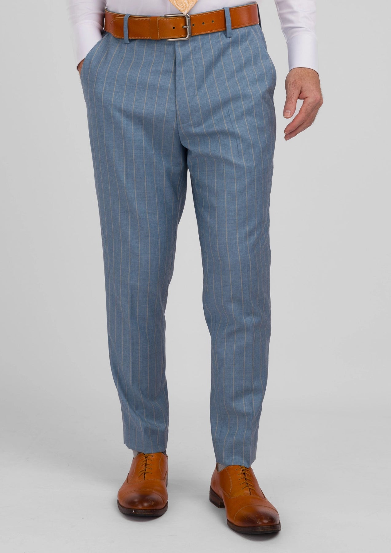 Sky Blue Pinstripe Pants - SARTORO