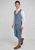 Sky Blue Pinstripe Vest - SARTORO42