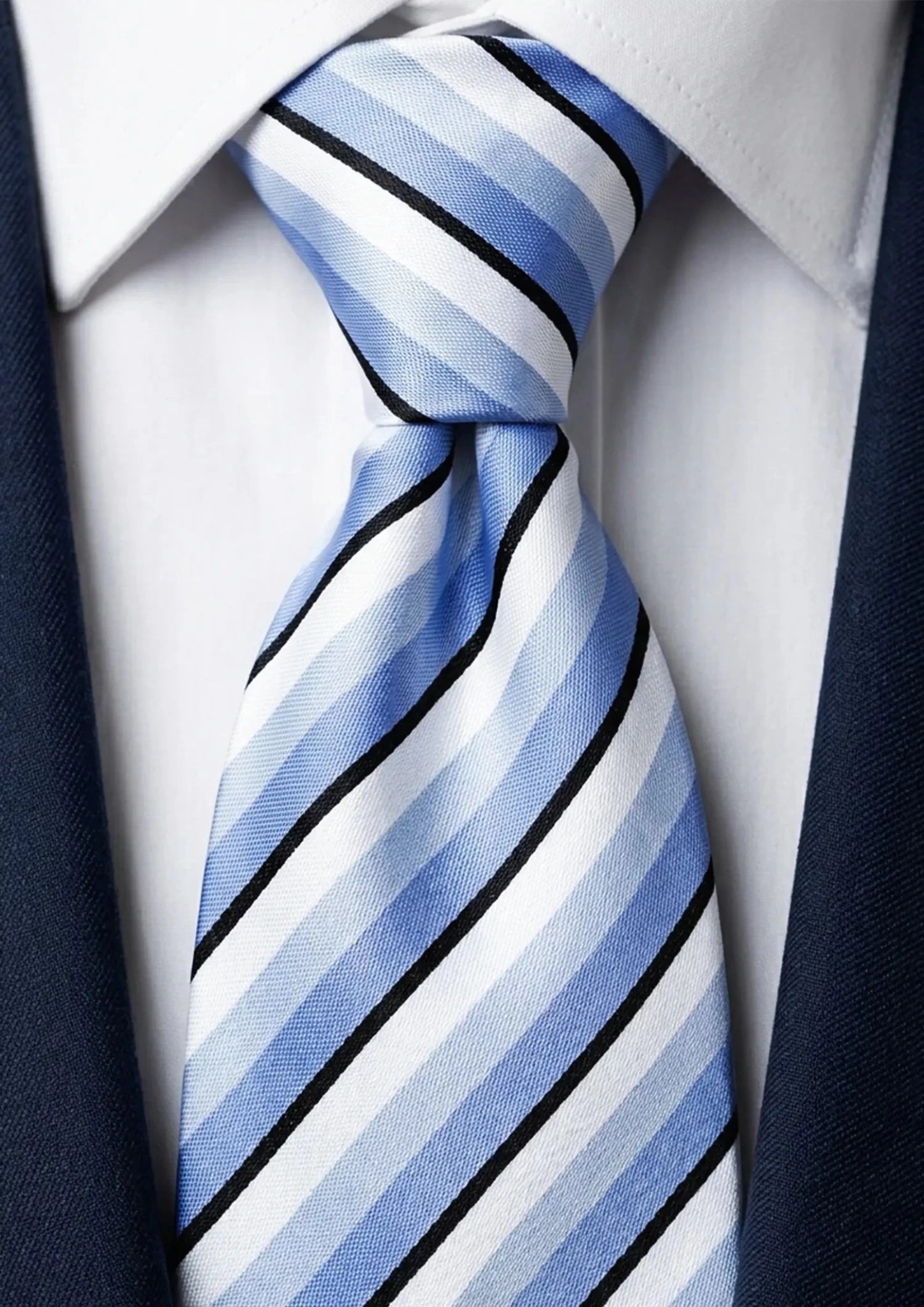 Sky Blue Triple Stripe Tie - SARTORO910