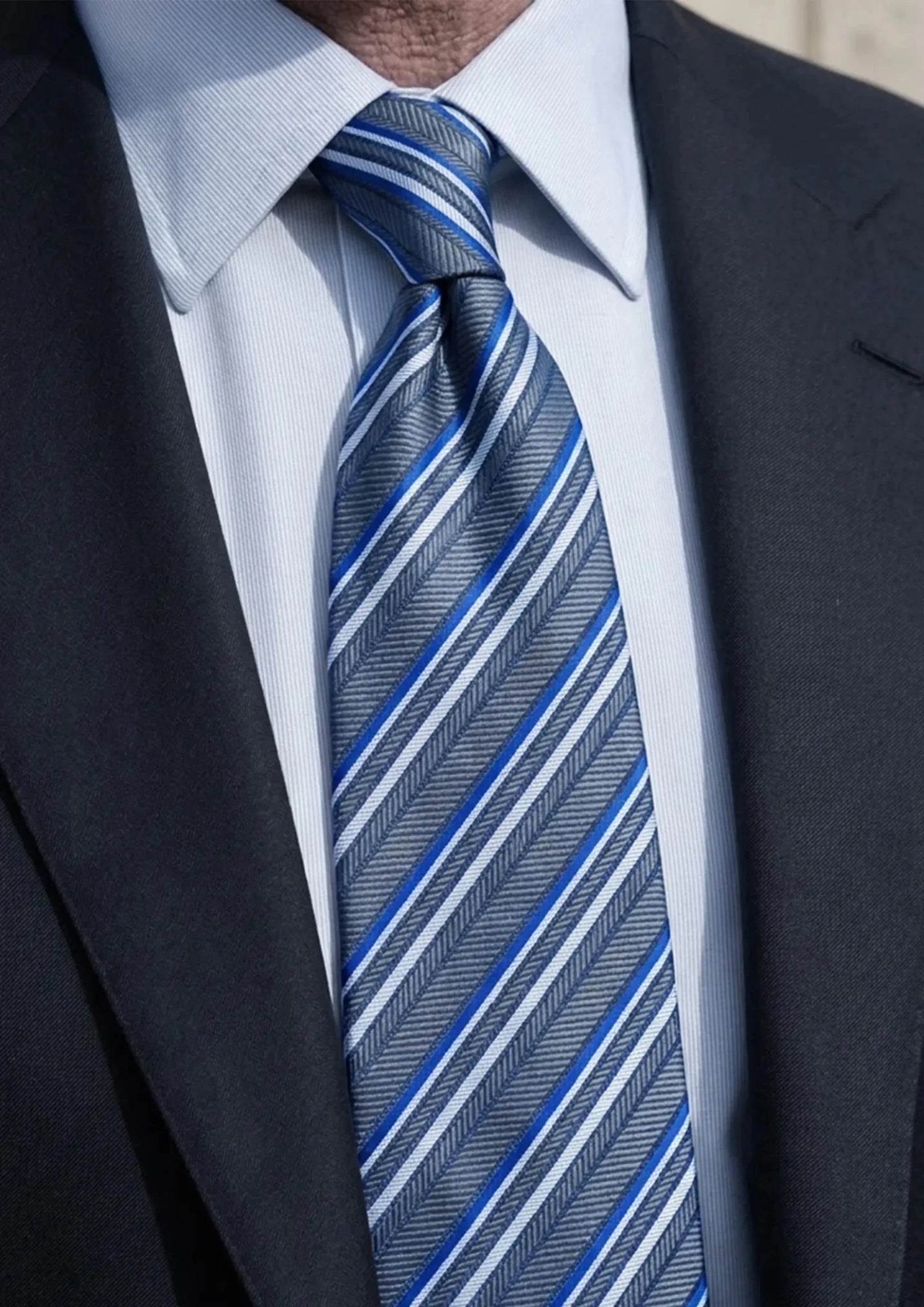 Slate Blue Stripe Tie - SARTORO616