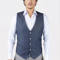 Slate Grey Twill Vest - SARTORO