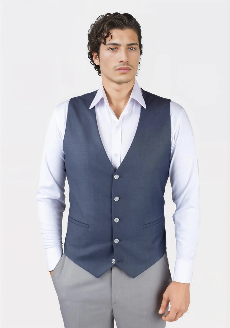 Slate Grey Twill Vest - SARTORO130