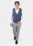 Slate Grey Twill Vest - SARTORO139