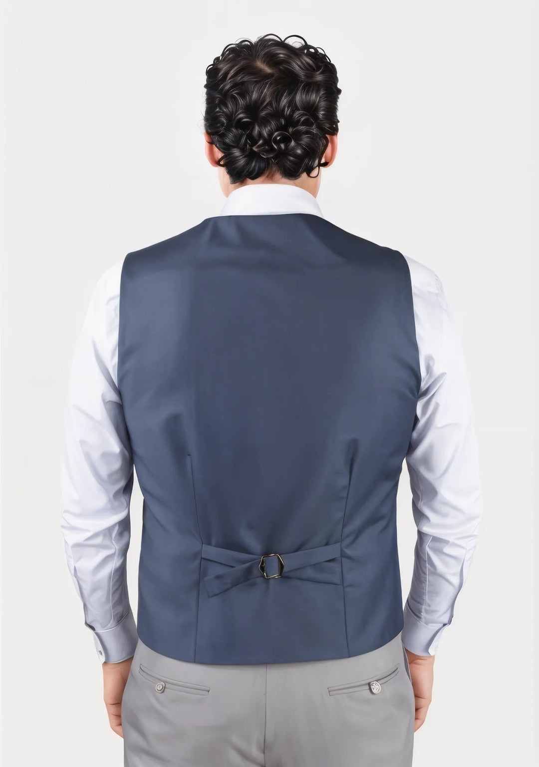 Slate Grey Twill Vest - SARTORO