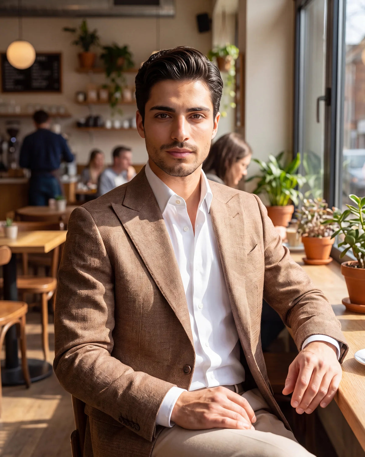 Build the outfit around one dressed-up piece, such as a sport jacket, then relax the rest with chinos and no tie.
