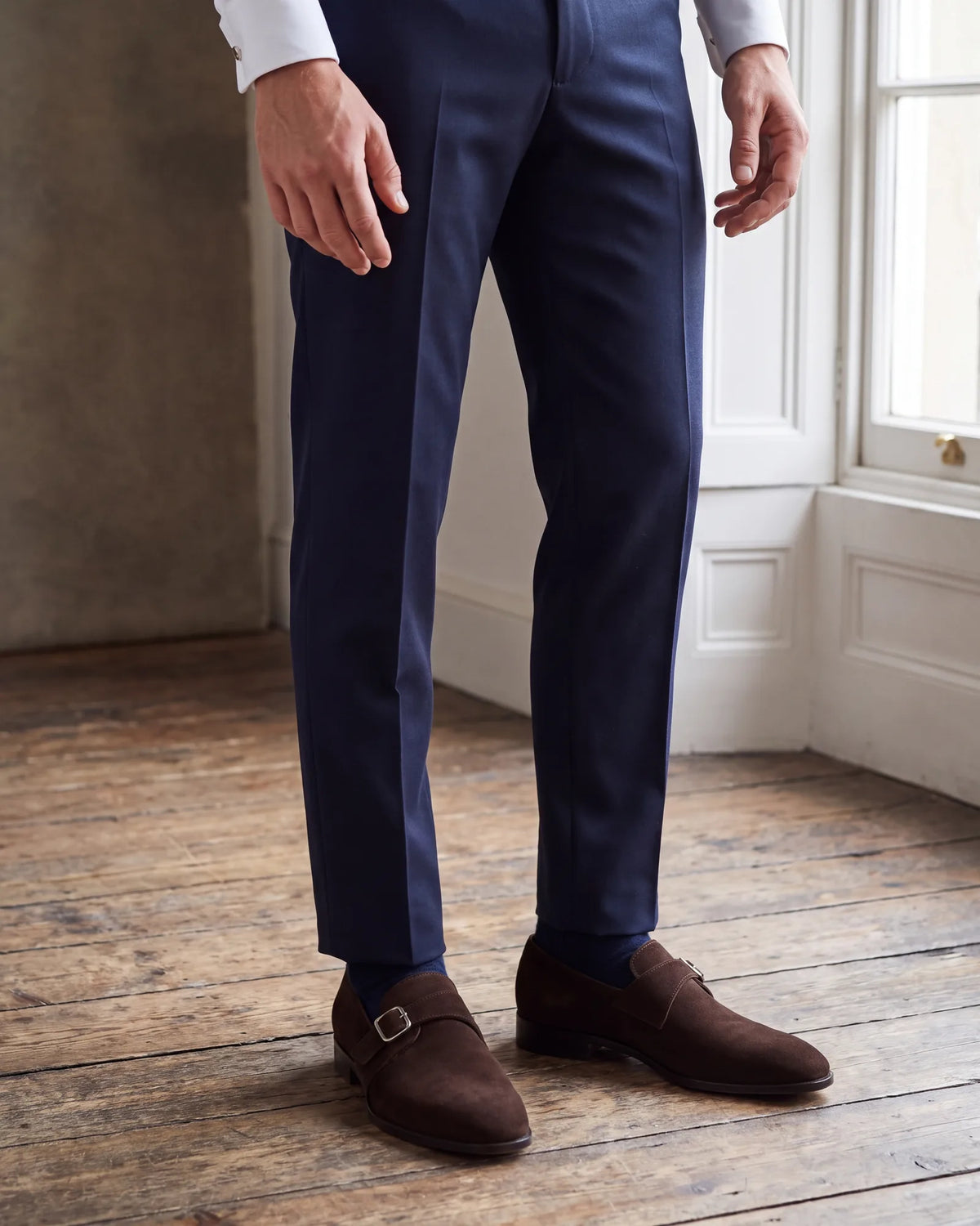 For detail without going formal, choose a monk strap, where a buckle replaces the laces. Suede softens it further.
