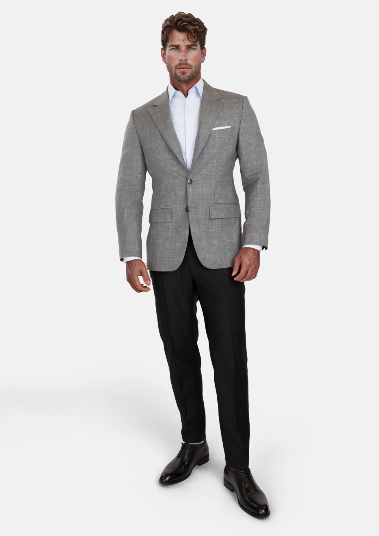 Smoke Grey Checked Astor Jacket - SARTORO
