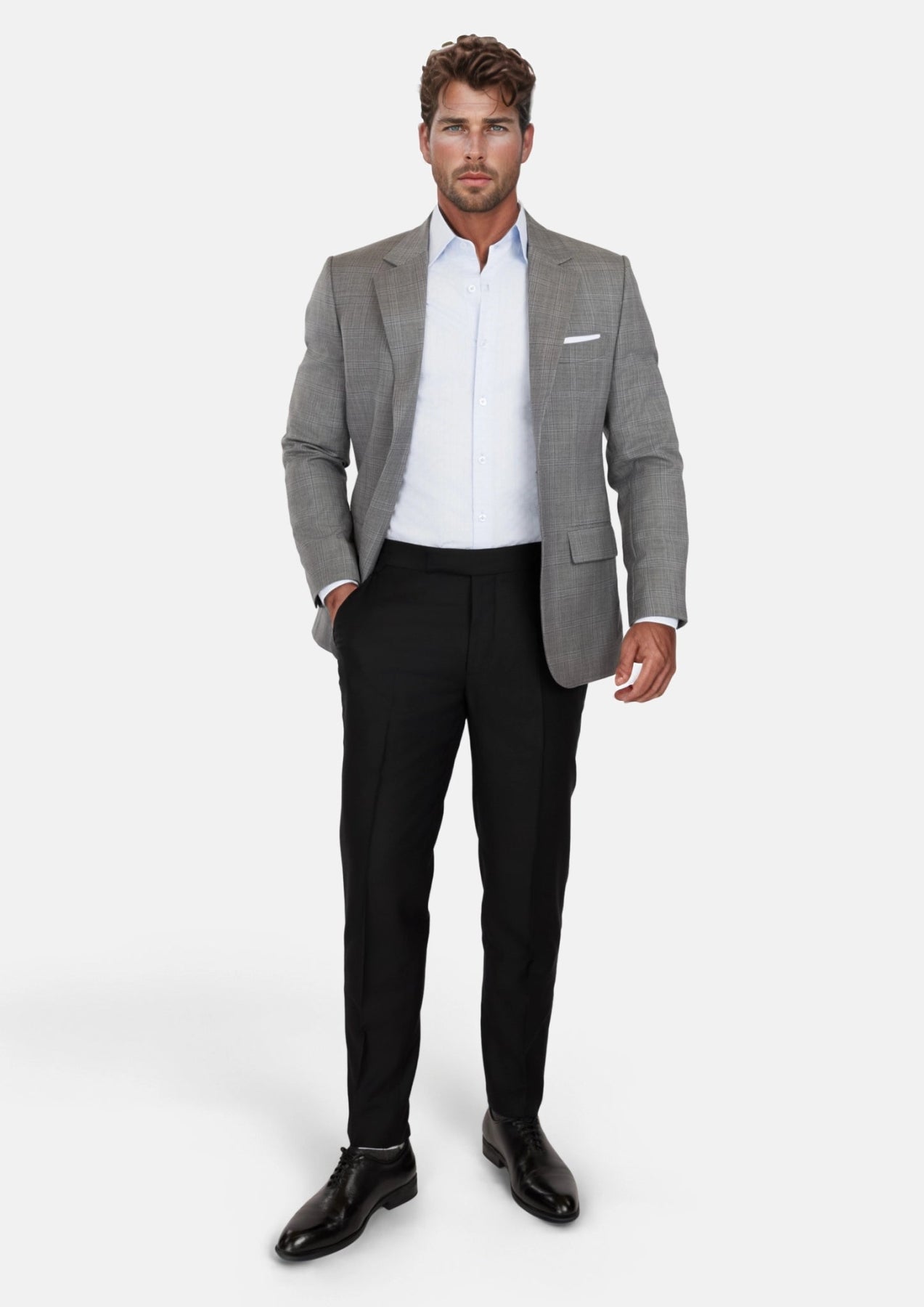Smoke Grey Checked Astor Jacket - SARTORO