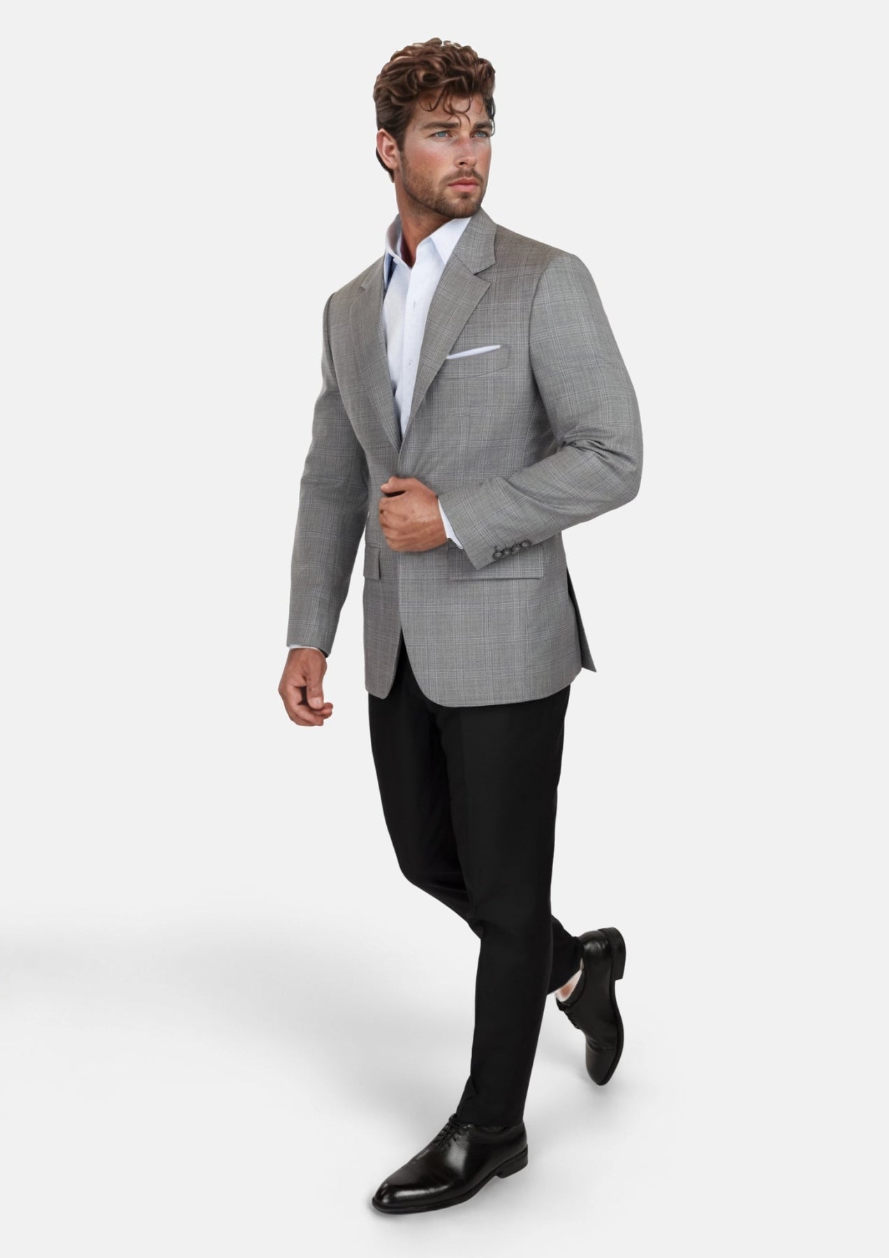Smoke Grey Checked Astor Jacket - SARTORO
