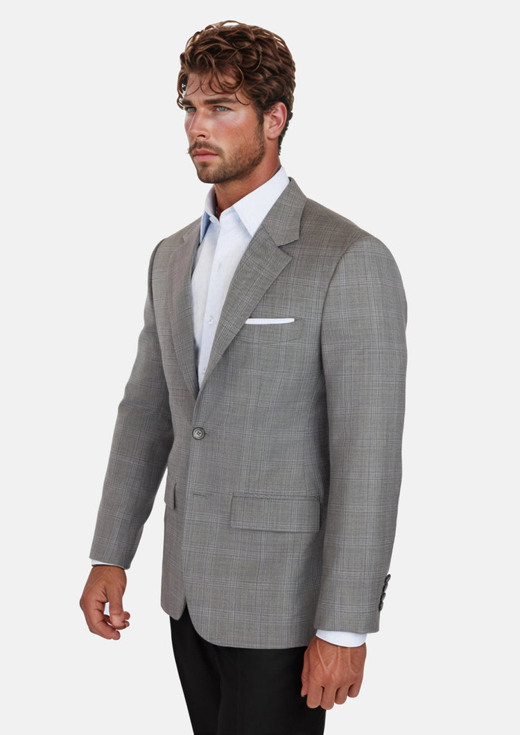 Smoke Grey Checked Astor Jacket - SARTORO434