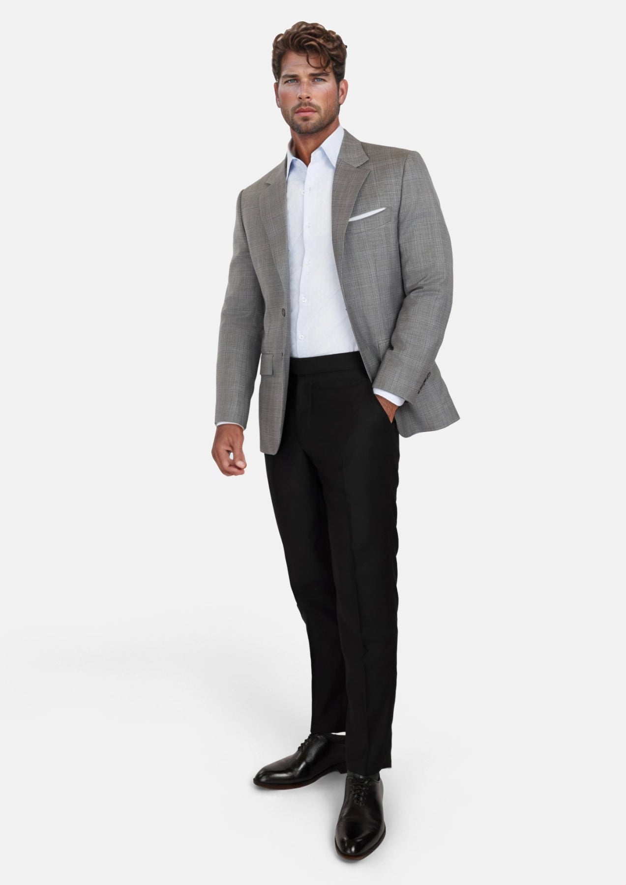 Smoke Grey Checked Astor Jacket - SARTORO