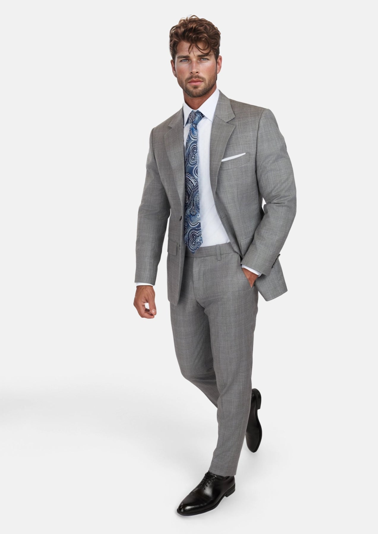 Smoke Grey Checked Astor Suit - SARTORO