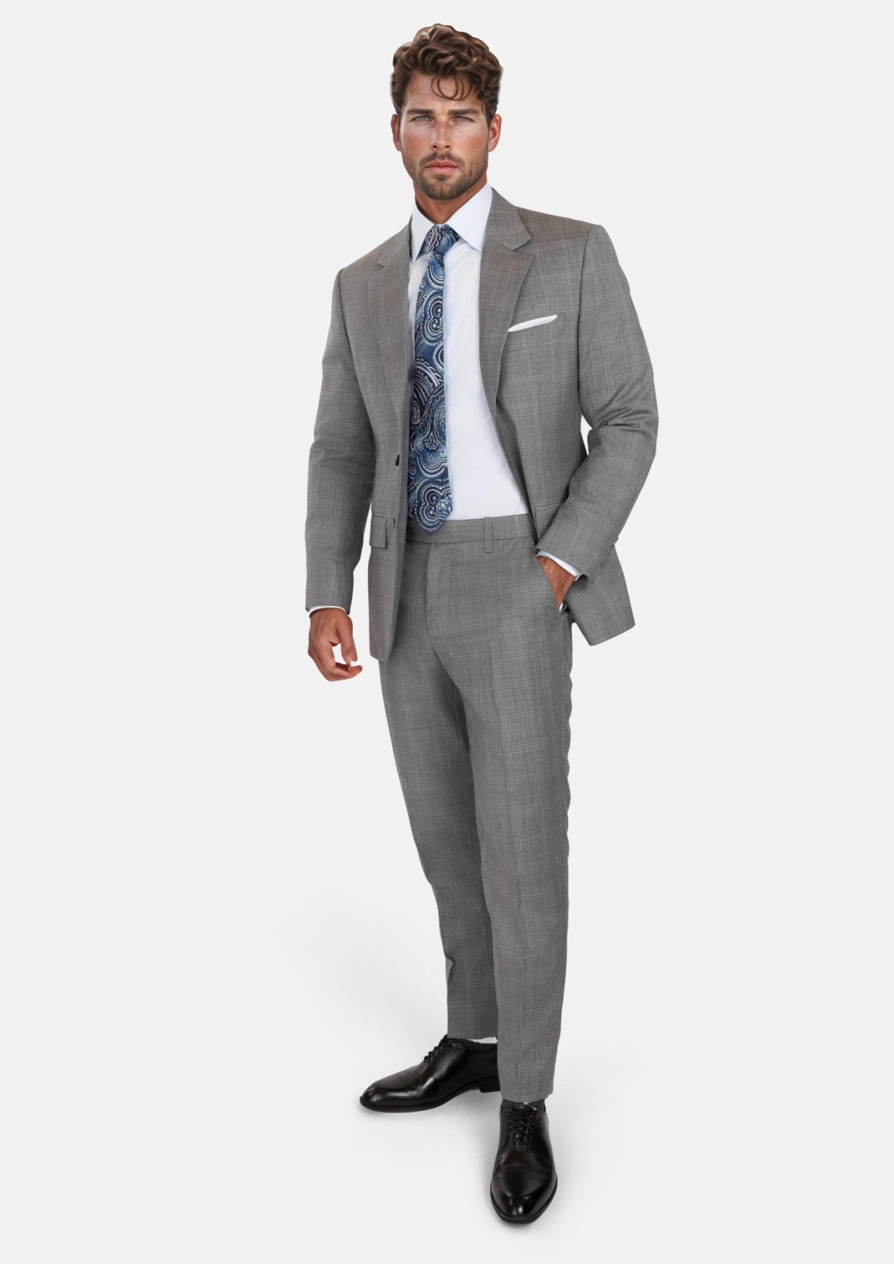Smoke Grey Checked Astor Suit - SARTORO