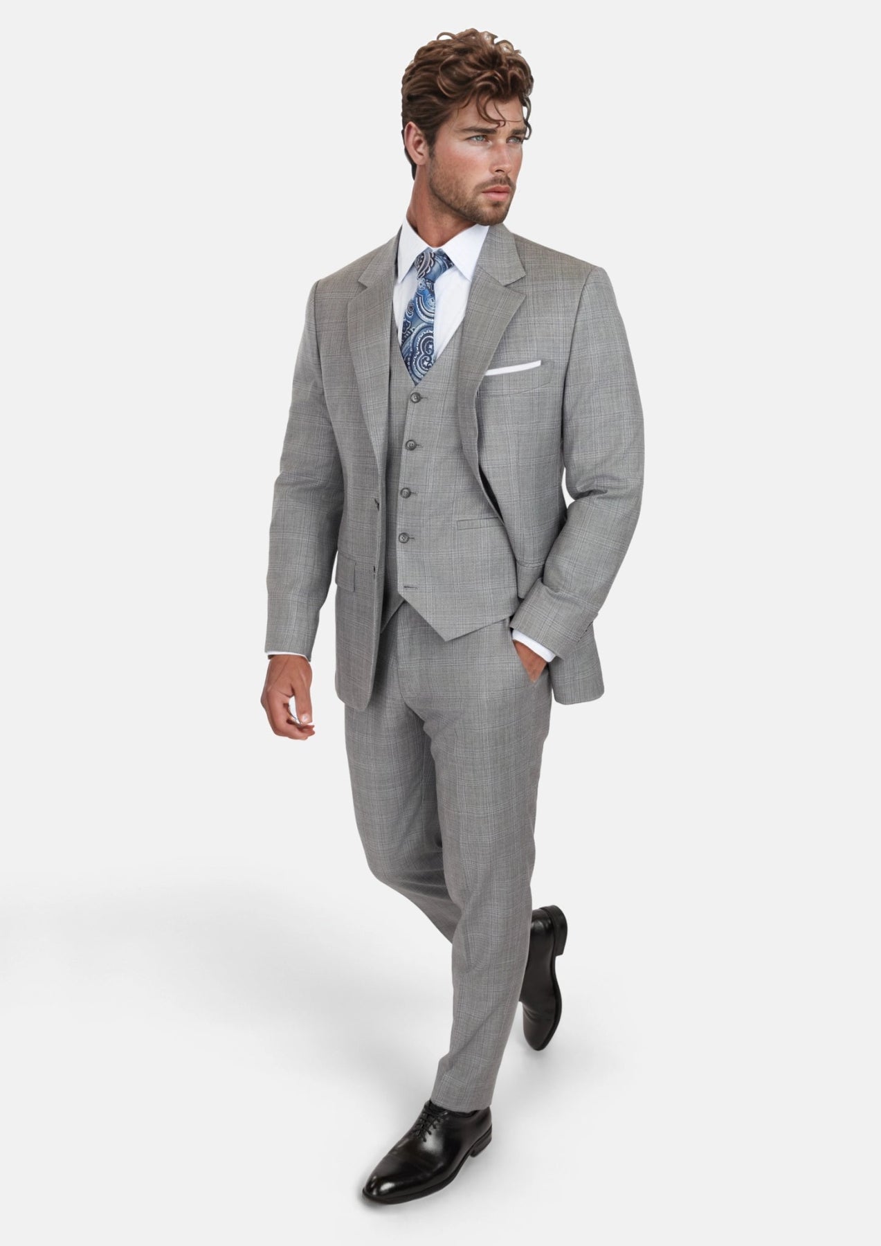 Smoke Grey Checked Astor Suit - SARTORO