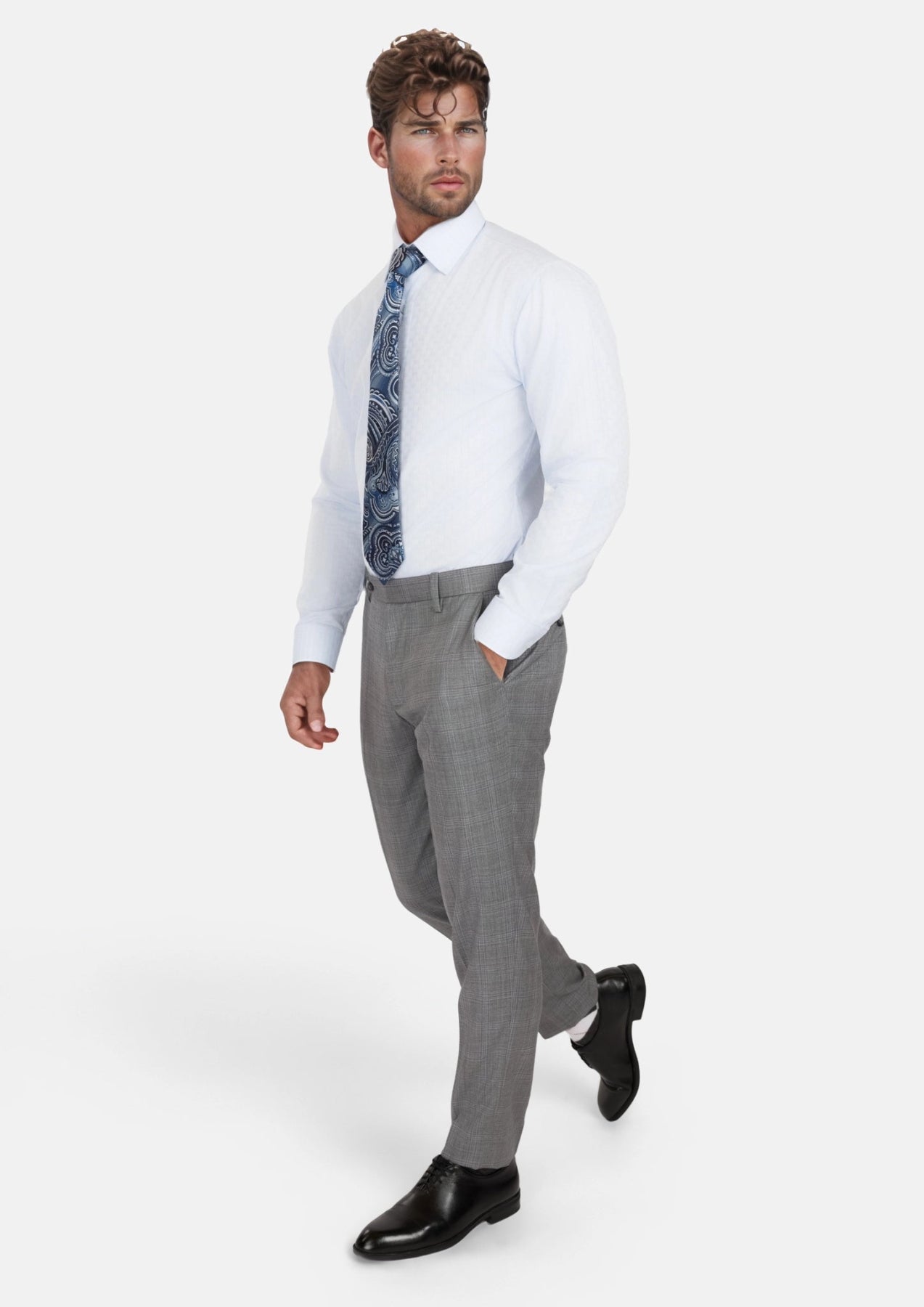 Smoke Grey Checked Pants - SARTORO