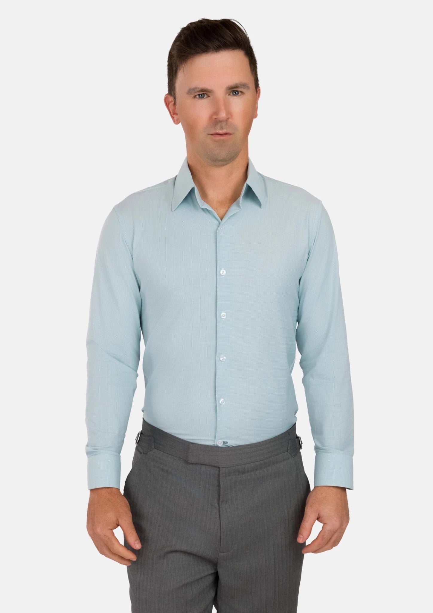 Soft Green Houndstooth Shirt - SARTORO312