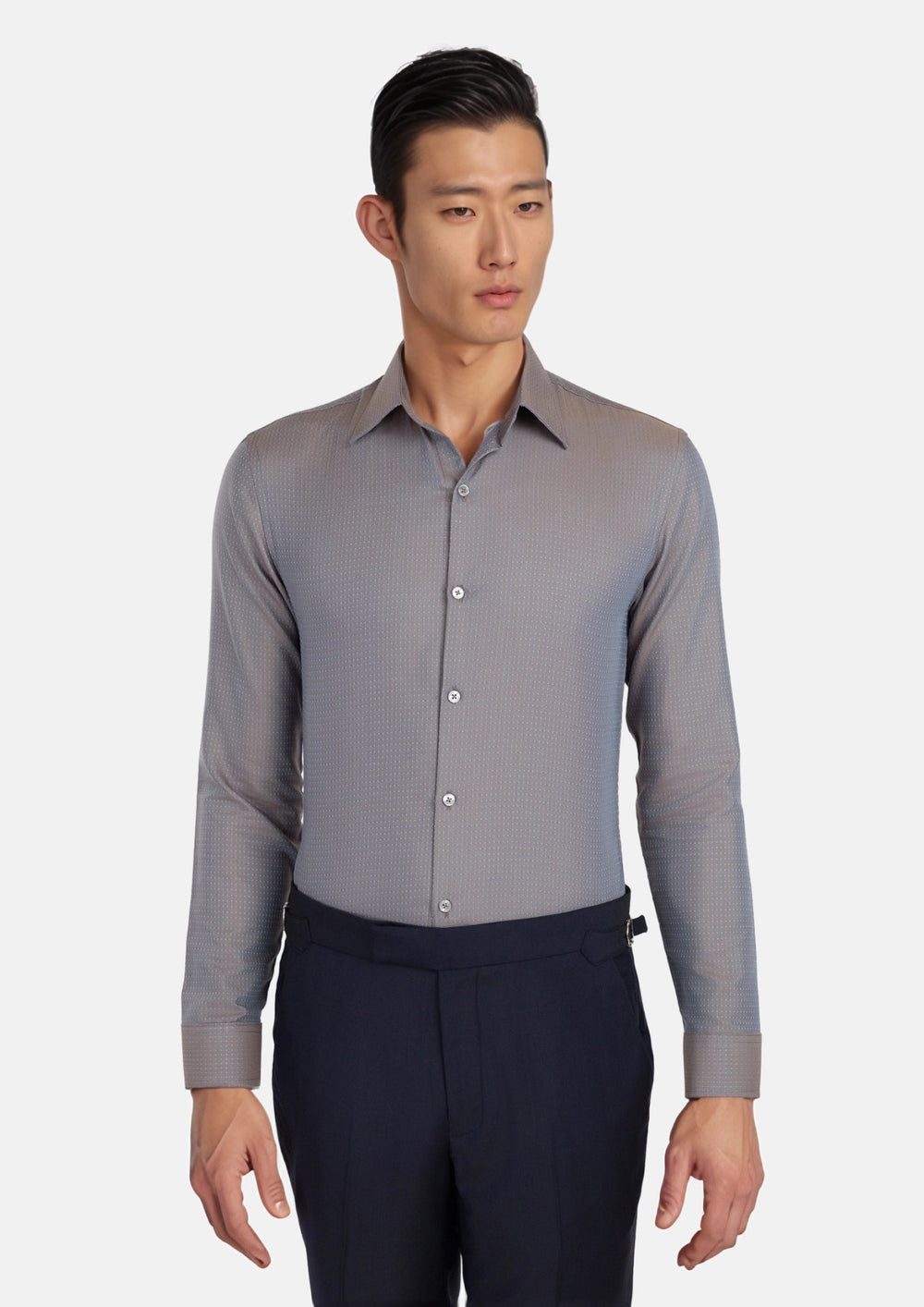 Clay Grey Dobby Dot Shirt511