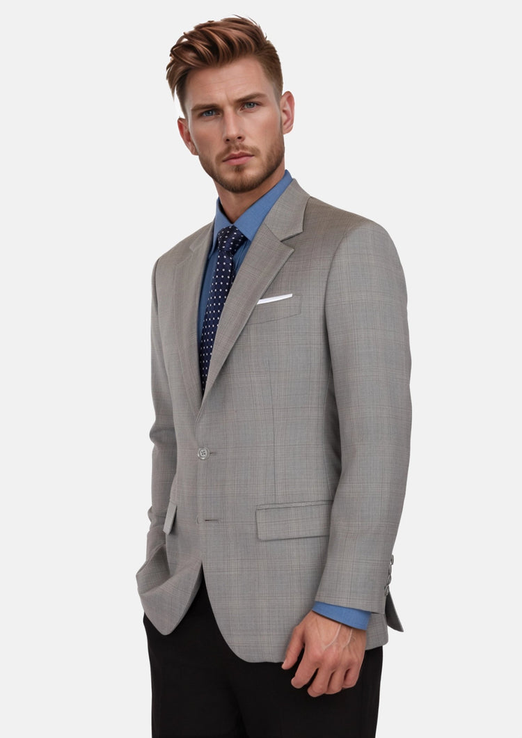 Spanish Grey Checked Astor Jacket - SARTORO805