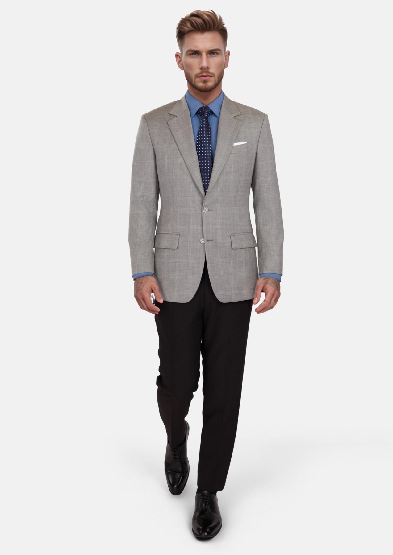 Spanish Grey Checked Astor Jacket - SARTORO