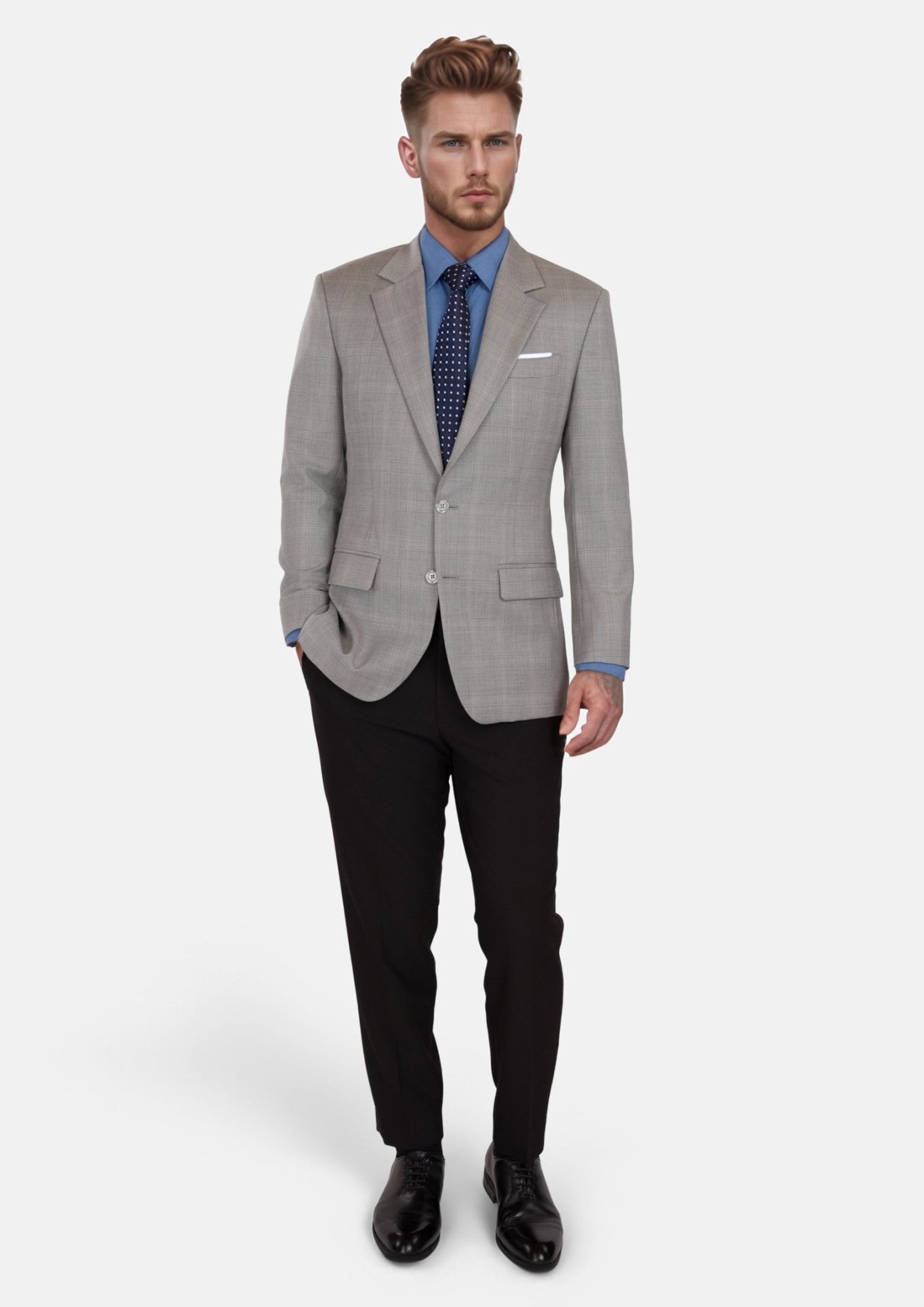 Spanish Grey Checked Astor Jacket - SARTORO