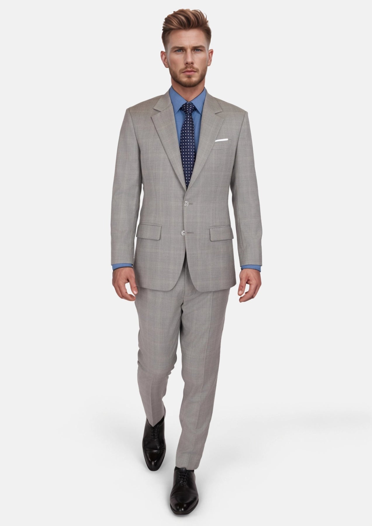 Spanish Grey Checked Astor Suit - SARTORO