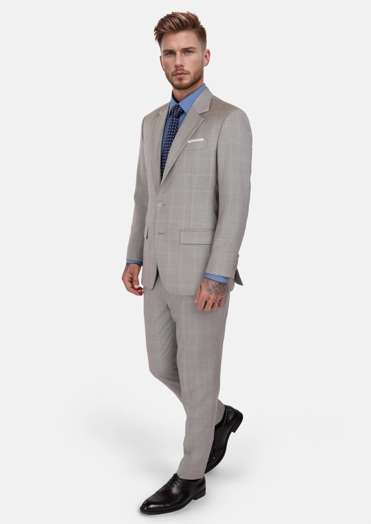 Spanish Grey Checked Astor Suit - SARTORO