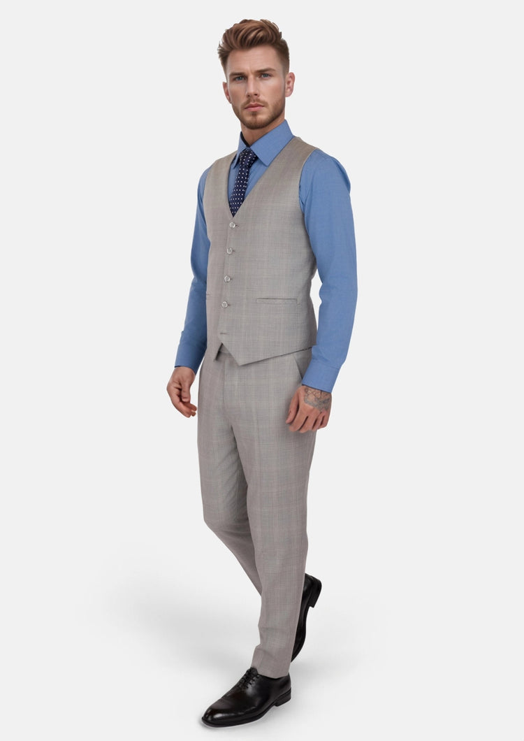 Spanish Grey Checked Vest - SARTORO667