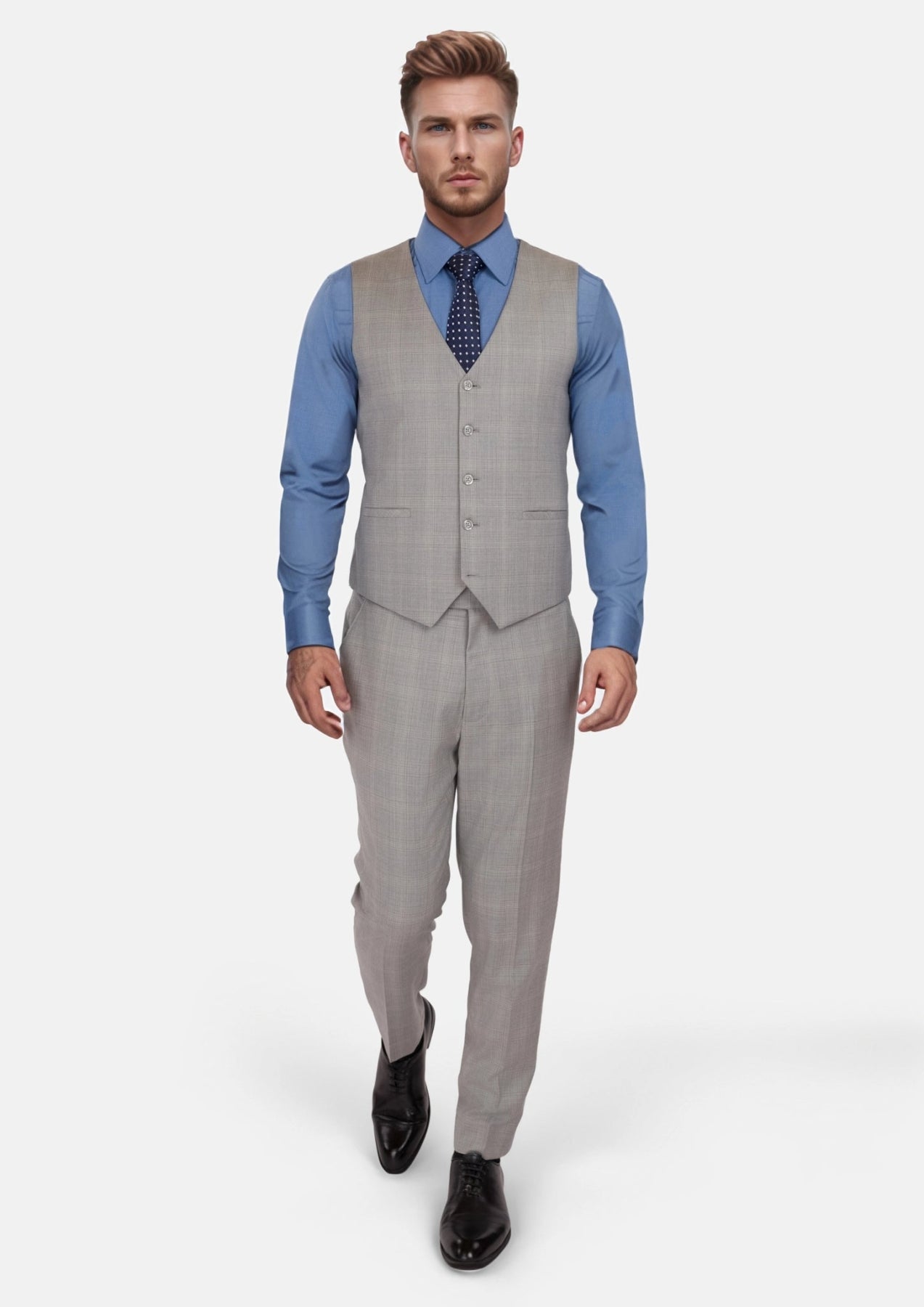 Spanish Grey Checked Vest - SARTORO