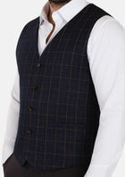 Spruce Blue Flannel Windowpane Vest - SARTORO825