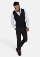 Spruce Blue Flannel Windowpane Vest - SARTORO637