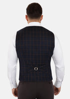 Spruce Blue Flannel Windowpane Vest - SARTORO528