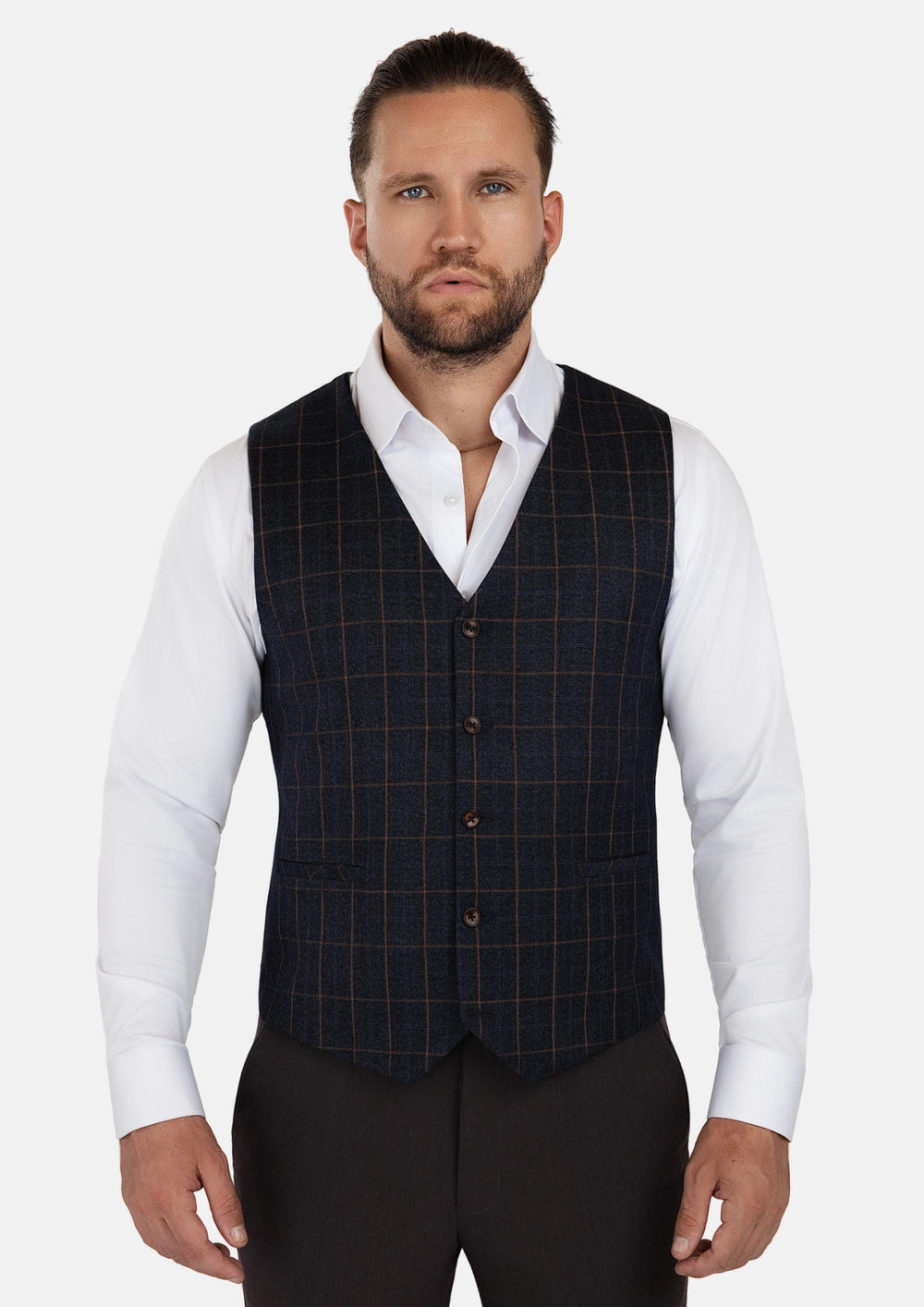Spruce Blue Flannel Windowpane Vest283